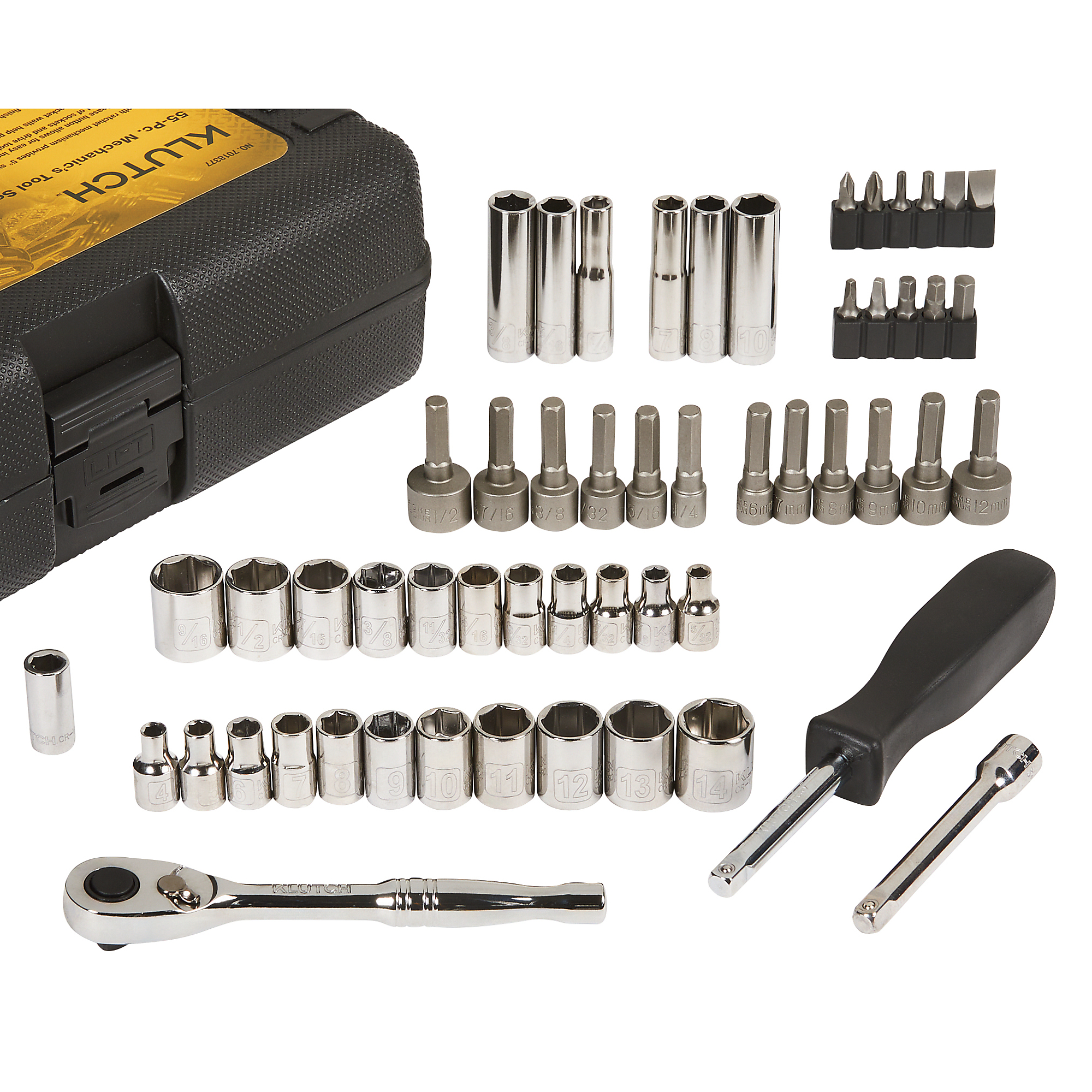 Klutch Mechanic’s Tool Set, 55-Pc., 1/4in. Drive, SAE & Metric